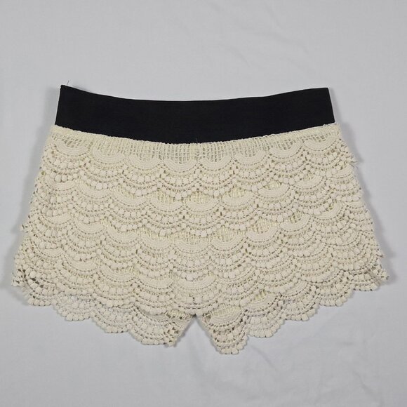 Poetry Crochet Lace Shorts Cream Boho Chic Festival Wear Elastic Waist Women’s M - Picture 4 of 6
